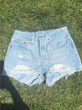 Old Navy Light Blue Distressed Denim Cutoff Shorts